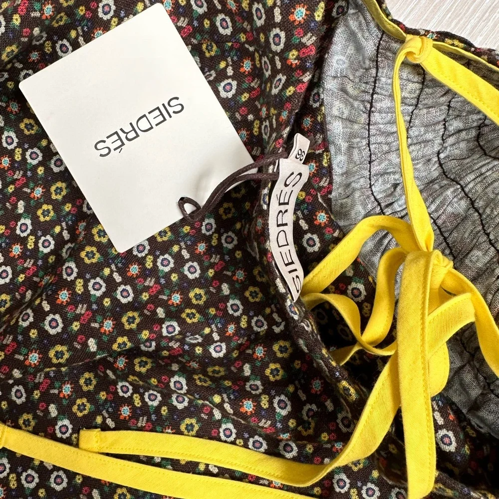 SIEDRES Smocked Floral Asymmetrical Open Back Marissa Dress size FR 36 - Picture 9 of 11